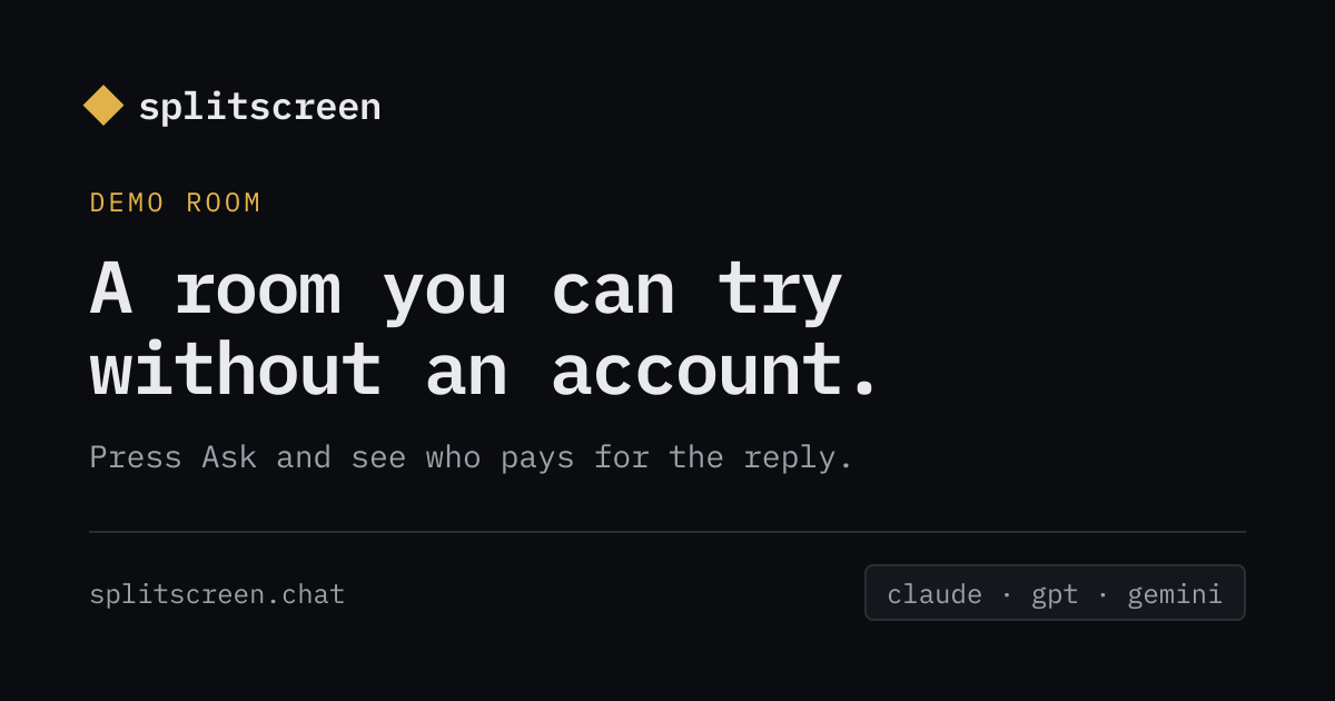 I built a group chat where you ask Claude, GPT or Gemini by name and every reply shows what it cost